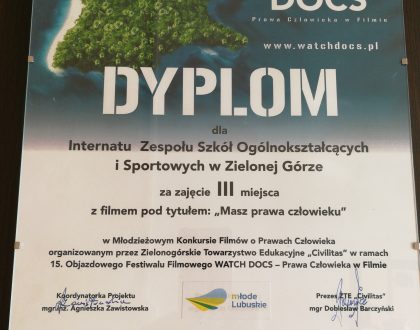 Projekt w ramach 15. Objazdowego Festiwalu Filmowego ?WATCH DOCS? - Prawa Człowieka w Filmie