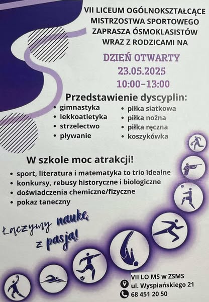 UWAGA ÓSMOKLASIŚCI !!! DNI OTWARTE SZKOŁY VII LO MS